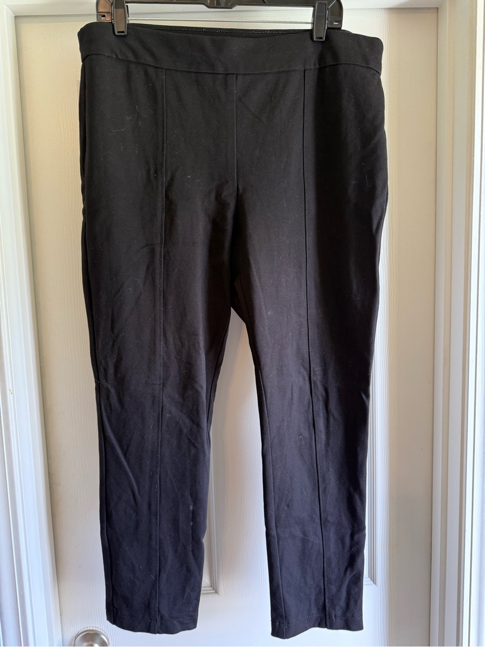Anne Klein Black Straight-Leg Stretch Pull-On Pants